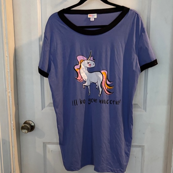 LuLaRoe Unicorn Graphic Tee - Blue and Black- NWOT - Picture 1 of 3